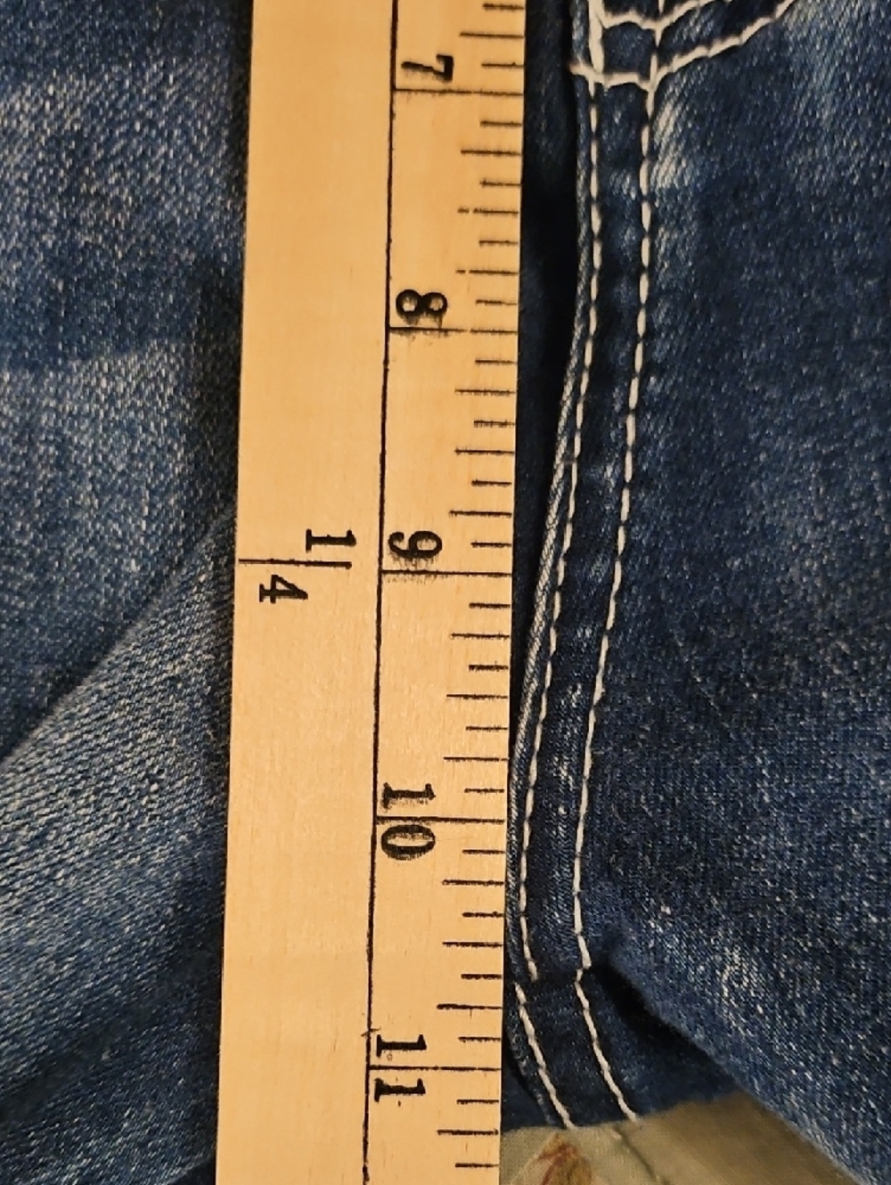 Dkin -High Rise Jeans with Silver Embroidery/Sequine Applique Legs- Size 12 - Picture 4 of 10